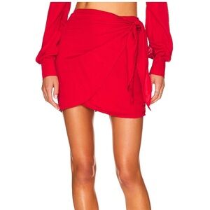 Indah Red Wrap Mini Skirt for Cocktail Size Small